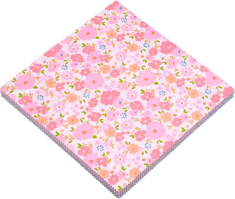 Hanjunzhao 42 Pcs Layer Cake Fabric for Quilting 10 inch - Layer Cakes 10 inch Squares for Quilting - Fabric Squares 10x10-10" Cotton Material for Sewing - Sweet Garden - Image 3